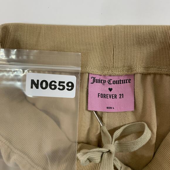 Juicy Couture x Forever 21 Velour Rhinestone Pants Joggers L Champagne - Picture 3 of 9